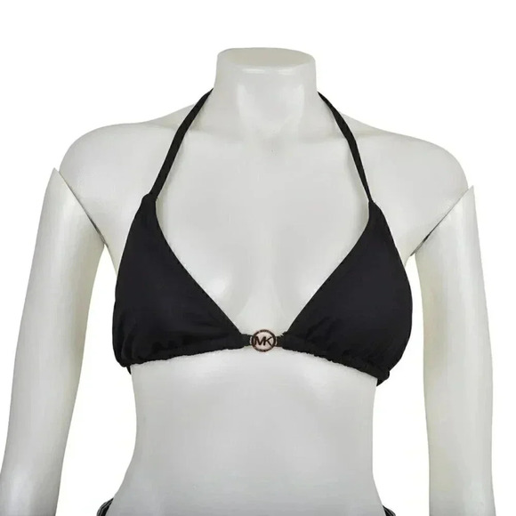 Michael Kors Triangle Bikini Top Black Gold Size Medium - Picture 3 of 8